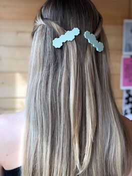 Pastel Mint Sage Flower Shaped Hair Clip, 5 of 5