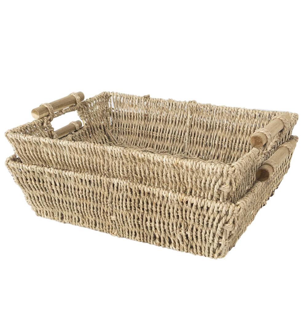 Wicker Storage Baskets With Handles By MadeTerra