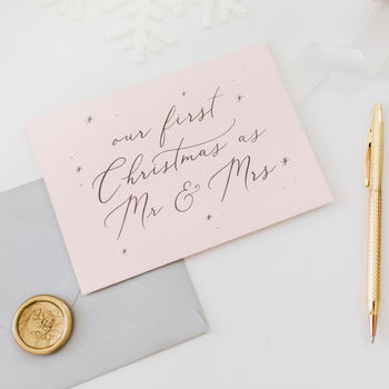 Blush Pink 'Our First Christmas As Mr And Mrs' Card, 2 of 4