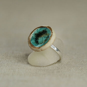 Large Round Turquoise Reef Adjustable Ring, 4 of 4