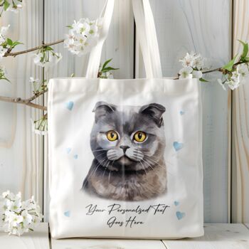 Personalised Tote Bag Cat With Love Hearts. 20 Different Breeds, 11 of 12