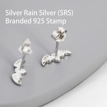 Tiny Bat Stud Earrings In Sterling Silver, 3 of 12