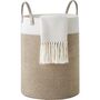 58 L White And Brown Cotton Rope Woven Storage Basket, thumbnail 7 of 8
