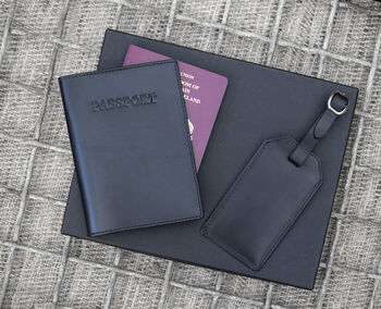 Personalised English Hide Leather Passport Cover Set, 9 of 10
