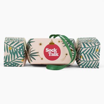 Red Wine Bamboo Socks Men's Christmas Cracker Hanging Tree Decoration, 5 of 5