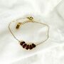 Pomegranate Inspired Adjustable Bracelet In 18k Gold Stainless Steel With Red Cubic Zirconia, thumbnail 4 of 7