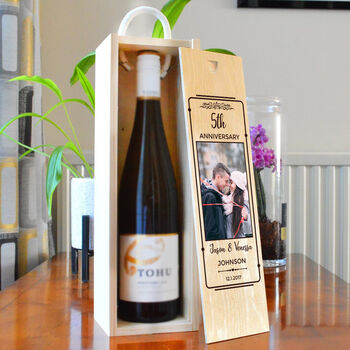 Personalised 5th Anniversary Wooden Wine Photo Design, 2 of 5