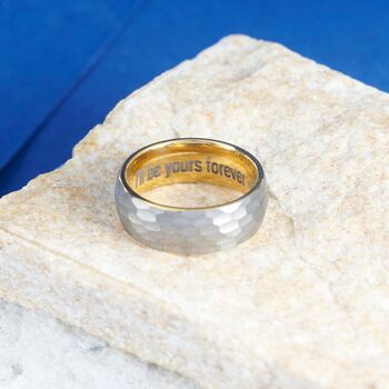 Personalised Silver And Gold Tungsten Wedding Band Ring, 5 of 10