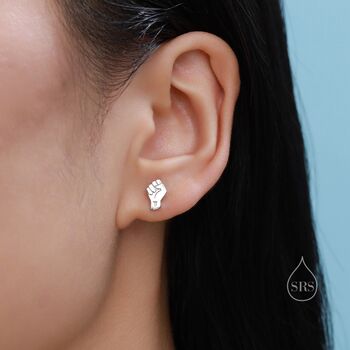Sterling Silver Power Fist Stud Earrings, 3 of 10
