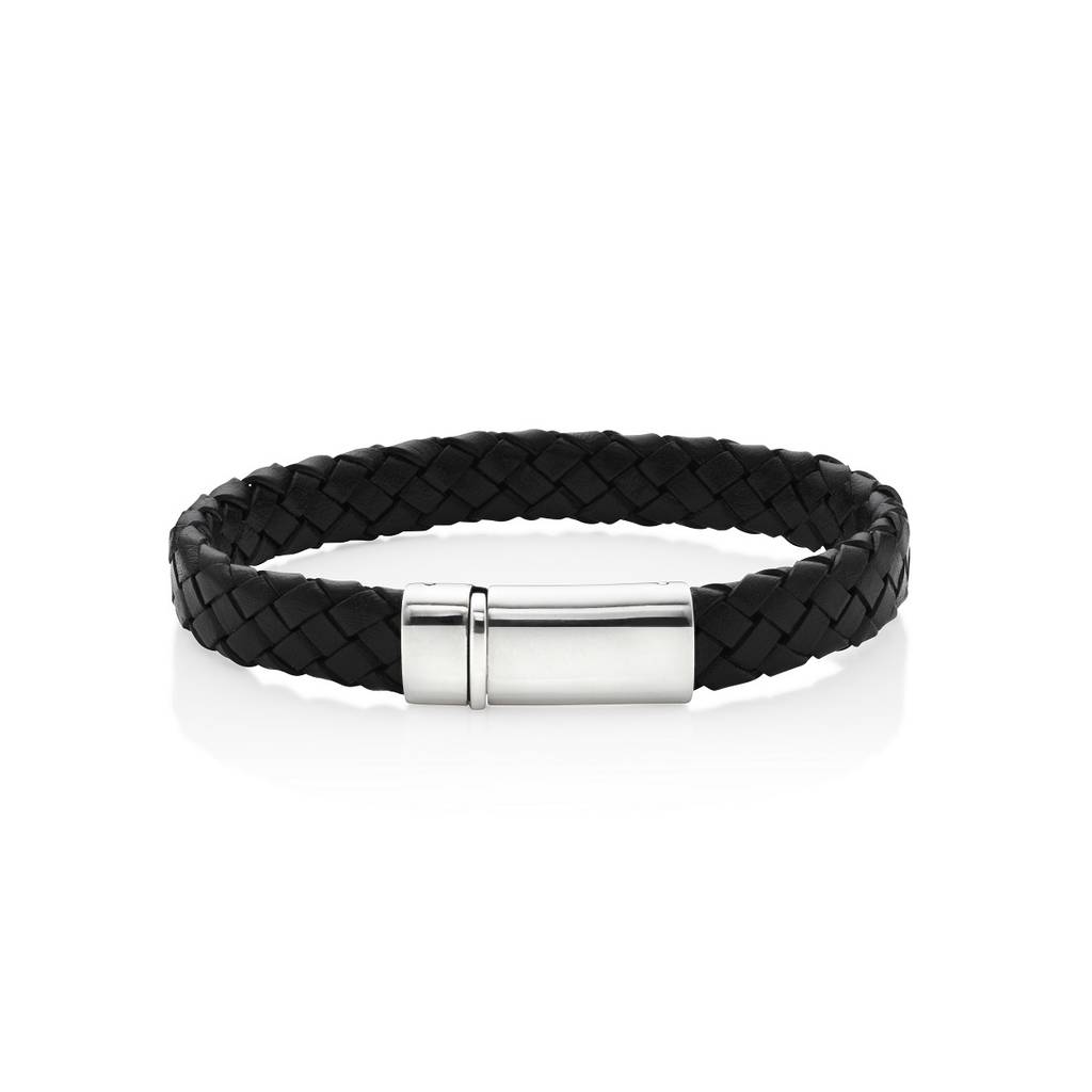 Men's Personalised Silver Clasp Leather Bracelet By Under the Rose ...