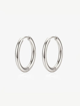 Silver Or Gold Solid Hoop Earrings, Women's Jewellery, 3 of 11
