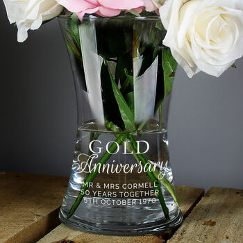 Personalised Gold Anniversary Glass Vase, 2 of 5