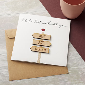‘I’d Be Lost Without You’ Personalised Keepsake Card, 3 of 4