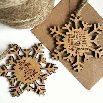 Snowflake Wooden Save The Date, 3 of 3