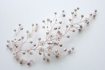 Floral Gold Silver Or Rose Gold Bridal Headpiece Cherry, 12 of 12