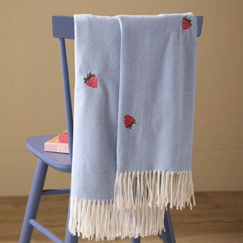Personalised Strawberry Fruits Lightweight Embroidered Throw, 4 of 6