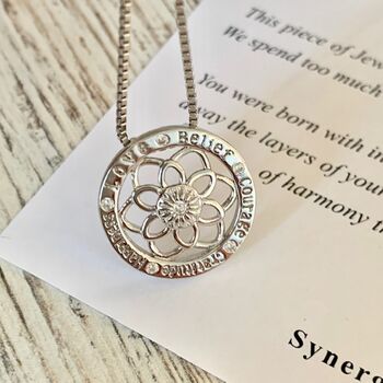 Sterling Silver Zen Flower Necklace For Inner Peace, 3 of 12