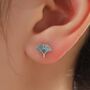 Enamel Ginkgo Leaf Stud Earrings In Sterling Silver, thumbnail 1 of 11