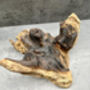 Molten Glass Wine Decanter With Stopper Teak Root Base, thumbnail 6 of 12