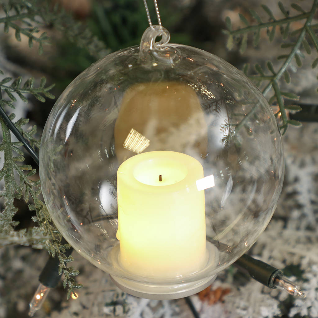 Round Glass Bauble With LED Candle By Dibor