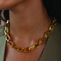 Octagon Link Chunky Gold Chain Necklace In 18 K Gold Plating, thumbnail 6 of 11