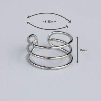 Sterling Silver Simple Triple Band Adjustable Ring, 3 of 6