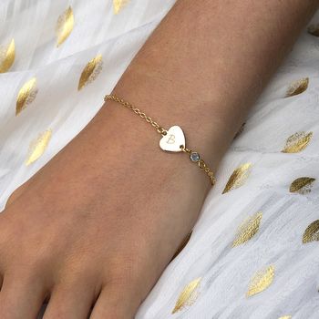 Personalised Sideways Heart Birthstone Bracelet, 4 of 10