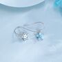 Sterling Silver Turquoise Blue Cz Flower Drop Dangle Earrings, thumbnail 2 of 11