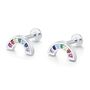 Sterling Silver Rainbow Cz 16 G Flat Back Labret Earrings, thumbnail 8 of 12