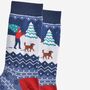 Men's Bamboo Socks Christmas Man And His Dog, thumbnail 3 of 5