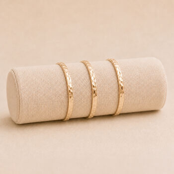 Gold Plated Hammered Triple Bangle Set, 4 of 8