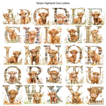 Personalised Highland Cow Tartan Initial Plush Toy, 2 of 2