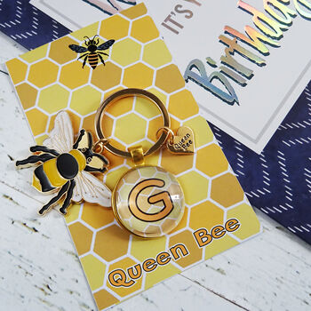 Personalised Queen Bee Keyring With Charm, 3 of 4