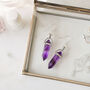 925 Sterling Silver Amethyst Crystal Point Earrings, thumbnail 3 of 5