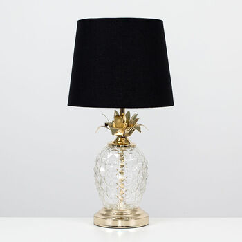 Tropical Glass Pineapple With Golden Leaves Lamp Stand, 7 of 8