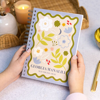 Personalised Floral Panel Combined Diary And Notebook Great Teacher Gift, 10 of 12
