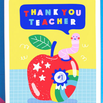 Thank You Teacher Personalised Rainbow Apple Card, 2 of 6