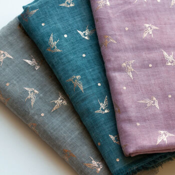 Swooping Swallows Foil Scarf Gift, 4 of 10