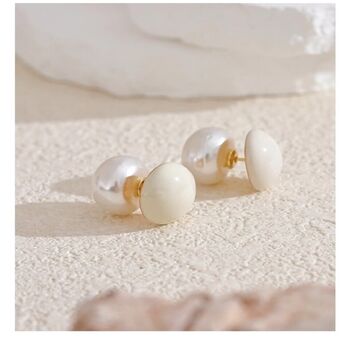 Monaco D’or Pearl Gold Jumbo Cream Ball Stud Earrings, 4 of 4