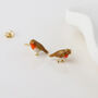 Gold Plated Enamel Robin Stud Earrings, thumbnail 4 of 6