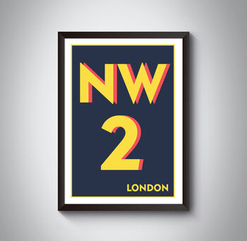Nw2 Willesden London Typography Postcode Print, 8 of 10