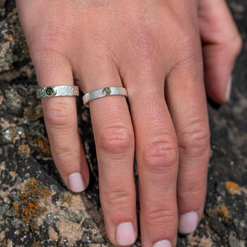 Peridot August Birthstone Ring In Textured Sterling Silver, 2 of 7