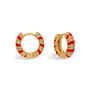Red Twisted Cubic Zirconia Huggie Hoop Earrings, thumbnail 1 of 2