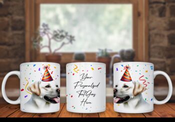 Personalised White Labrador Birthday Congratulations Party Gift Mug, 2 of 2