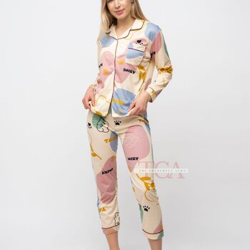 Dog Paw Printed Soft Long Sleeve Night Suits Pyjama Set, 4 of 7
