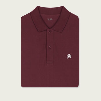 Organic Cotton Penzance Pirate Burgundy Polo Shirt, 2 of 7