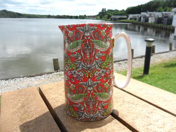 Large China Jug In William Morris Red Strawberry Thief Design, 4 of 8