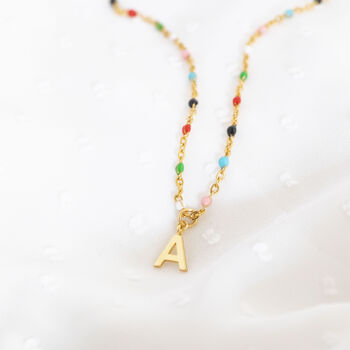 Colourful Beaded Initial Charm Necklace, 5 of 12