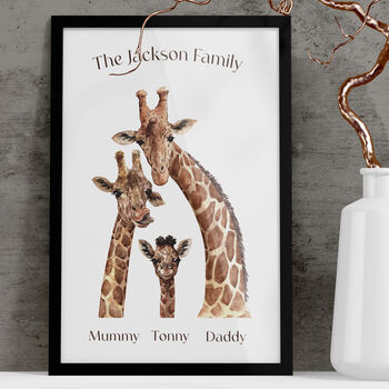 Personalised Giraffe Family Of Three Print, 3 of 9