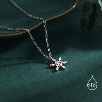 Sterling Silver Very Small Snowflake Pendant Necklace, 4 of 12